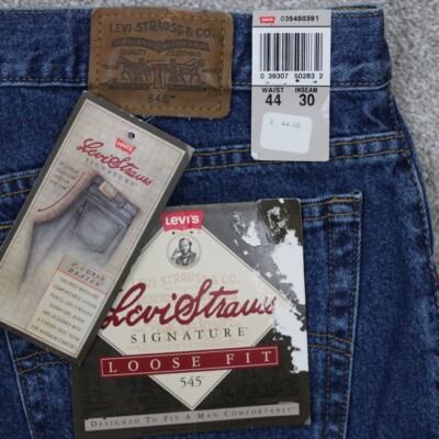 Vintage Levi Strauss Signature 545 Jeans NWT Mens 44x30 Blue Loose Fit Straight