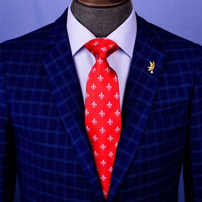 Red Fluer-De-Lis WeddingDesigner Business Apparel 3.15'' Tie Professional Fashion