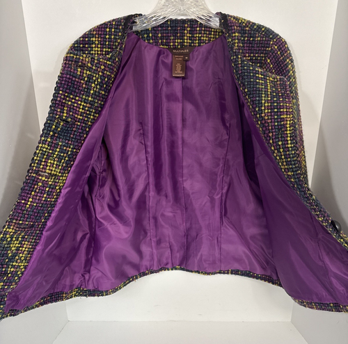 Multiples Womens M Multicolor Textured Lined Long Sleeve Blazer Pre Owned - Picture 10 of 10