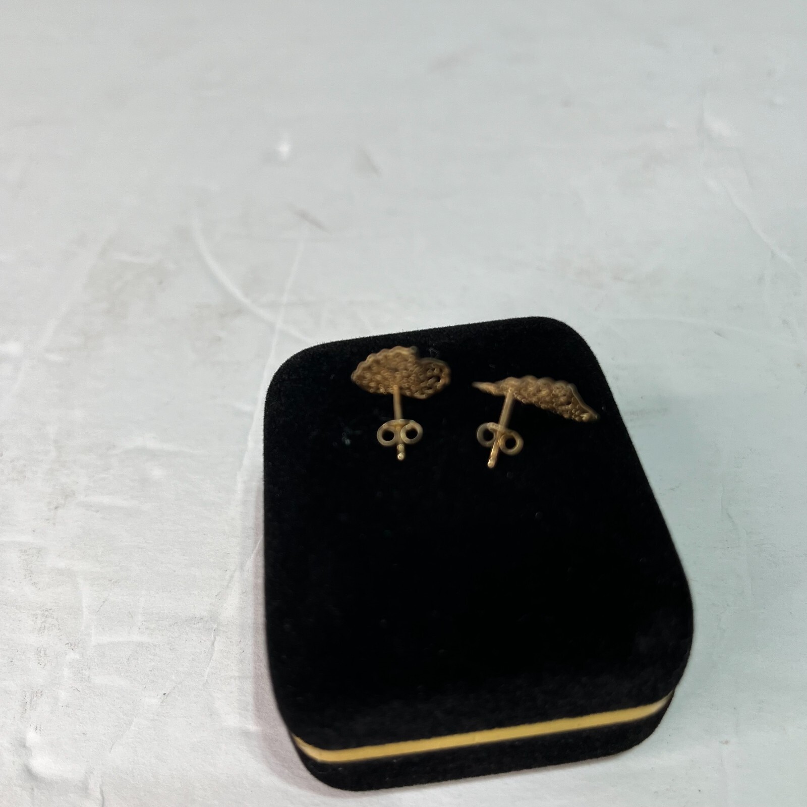 14K Gold Leaf Stud Push Back Earrings11mmX14mm w/… - image 2
