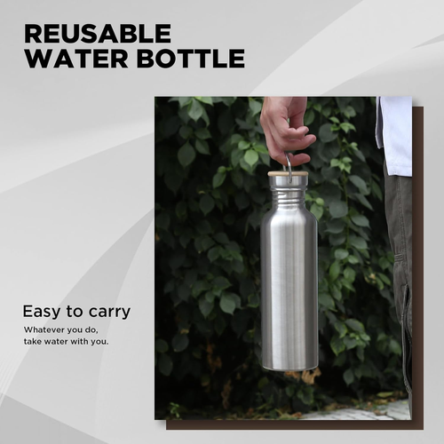 Trinkflasche Edelstahl 1L, Nicht Isolierte Einwandige Edelstahl Trinkflasche, Bp - Bild 5 von 12