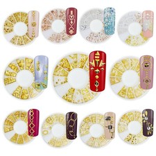 Nail Art Inlay Mix Displays Charm Rondell Rose Gold Nagel Design Einleger Strass