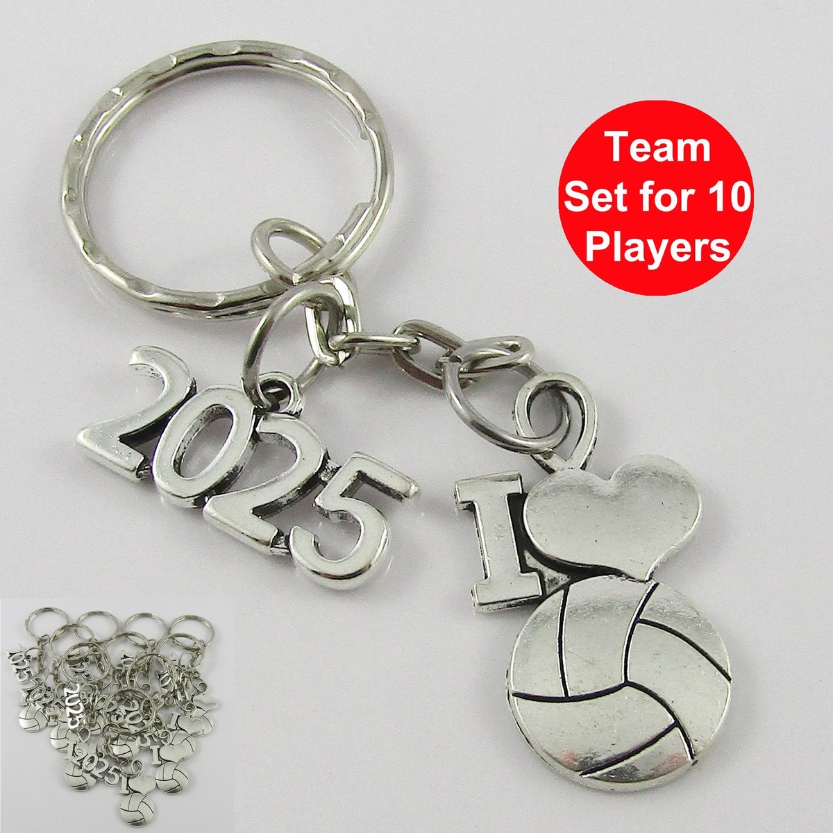 10 x I Love Netball 2025 Charm Keychain Keyring Bag Tag Team Set