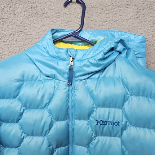 Marmot Jacket Kids XL Blue Goose Down Hooded Puffer 650 Fill Insulated Full Zip - Picture 4 of 14