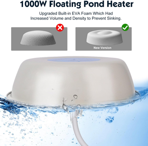 1000W Floating Pond Heater Thermostatic Outdoor Fish Pond De Icer with Auto Heat - Picture 5 of 12