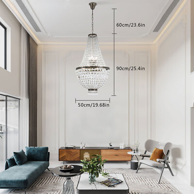 NEW French Empire Chandelier Large Crystal Pendant Light Modern Hanging Lamp E12