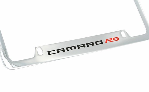 Chevrolet Camaro RS wordmark chrome plated metal license plate frame holder - Picture 2 of 4