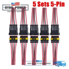 5-Pin Way Car Waterproof Male Female Electrical 18AWG Wire Connector Plug 5 Pack