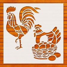 Rooster Hen Chickens Stencil Template Reusable for Wall Art, DIY Crafts, Fabric