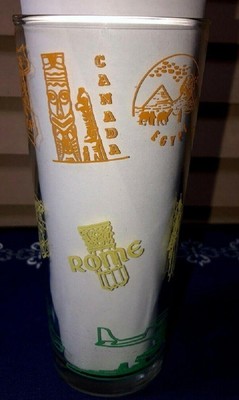 Lincoln Foods TRAVELRAMA Exotic World Countries Cities 6-1/4''  Glass Tumbler