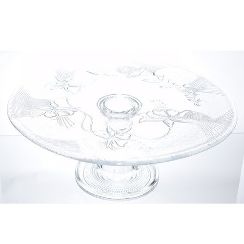 Large Glass Display Cake Stand Plate Wedding Party 33 cm Flowers - Picture 3 of 3