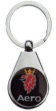 SAAB AERO CHROME POLISHED KEYRING PEAR STYLE SHAPE