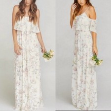 Show Me Your Mumu Caitlin Ruffle Forever Vine Chiffon Maxi Dress - XSmall