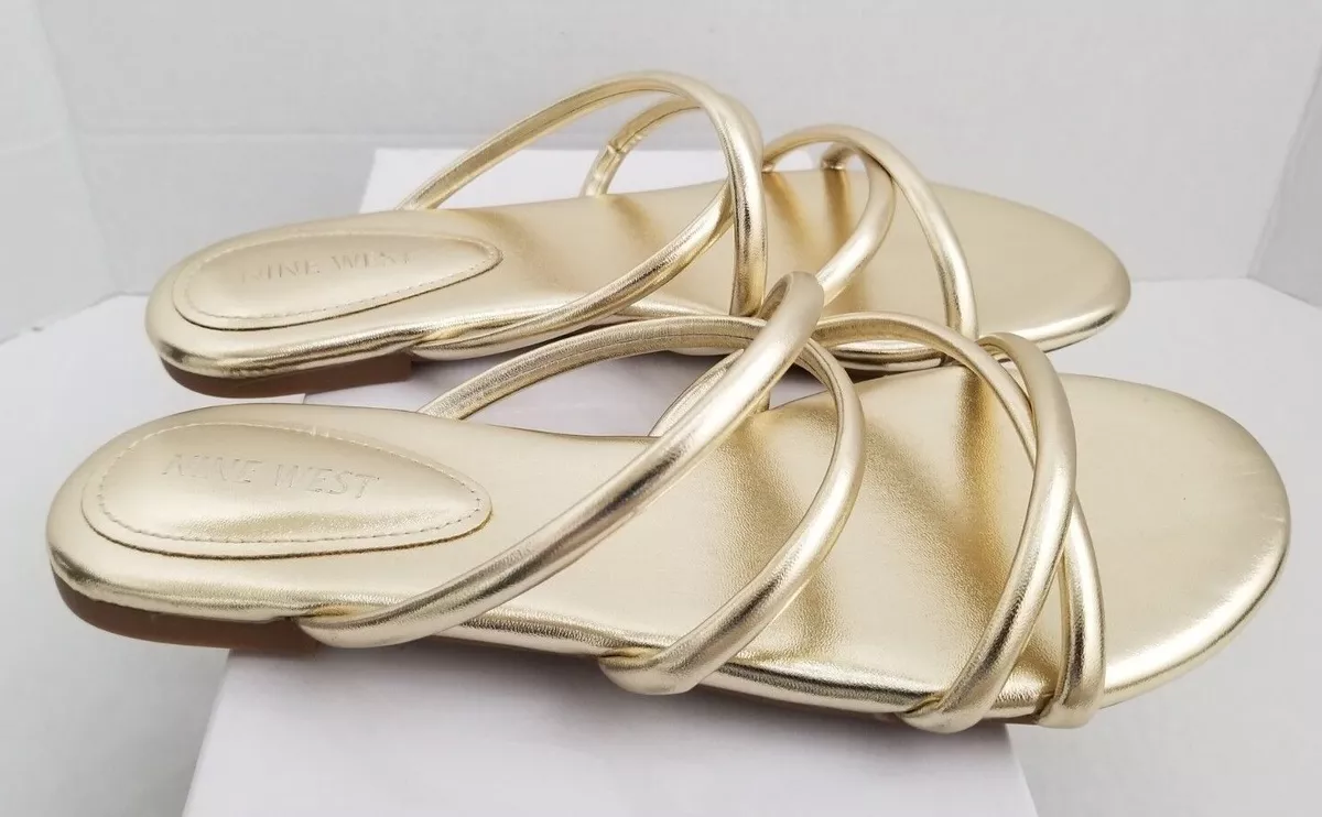 Metallic strappy deals flat sandals