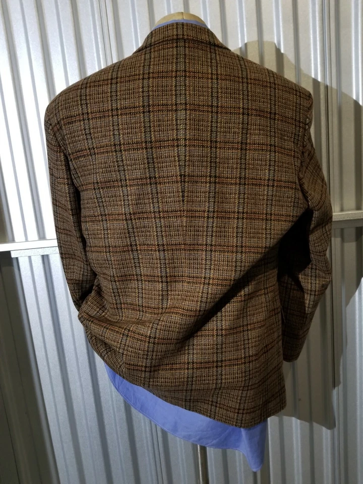 Vintage Paul Frederick 40S Pink brown tartan WOOL Tweed sport Coat Blazer Jacket - Image 4 of 4