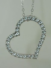STERLING SILVER OPEN HEART SPARKLING CZ PENDANT NECKLACE 