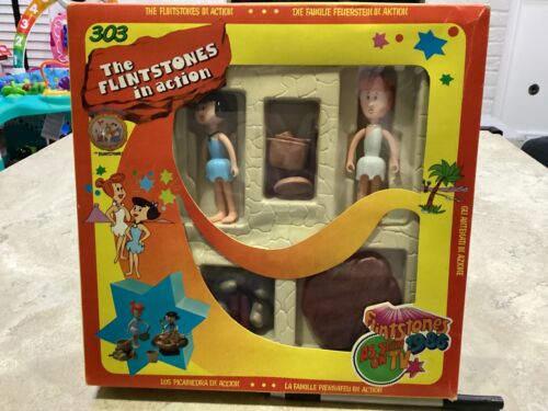 1985 Hiszpańskie D-Toys Flintstones In Action Wilma Betty zestaw 303 VHTF w idealnym stanie w pudełku - Zdjęcie 1 z 3