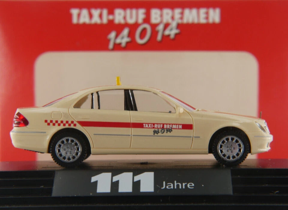 Wiking 1:87 Werbemodell A.S.S PKW MB E Klasse 111 Jahre Taxi Ruf Bremen OVP MiB