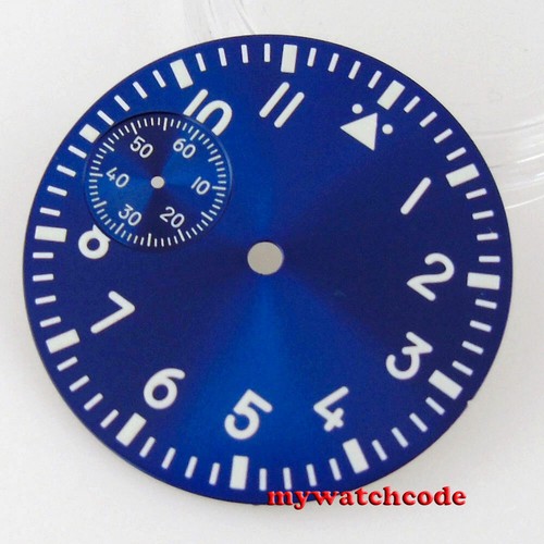 37mm sterile black blue dial fit 6497 seagull 3600 movement Watch Case Luminous - Picture 9 of 10