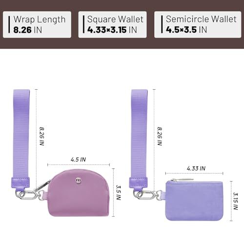 Keychain Wallet - Mini Zip Around Wristlet Wallets for Women - Violet+Purple - Imagen 3 de 6