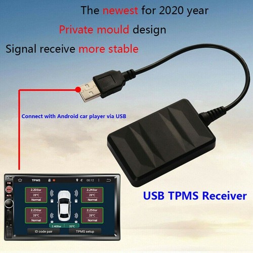 Sistema de monitoreo de presión de neumáticos de automóvil USB Android TPMS + Juego de 4 sensores internos EE. UU. - Imagen 4 de 7