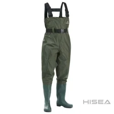 Fishingsir Green 2-Ply Nylon PVC Waterproof Fishing Chest Waders (US Sz 6M / 8W)