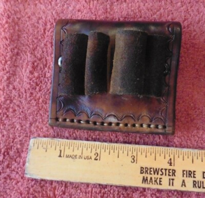 J.R. Monaster Maker NY Custom leather belt clip ammo holster leather hand tooled