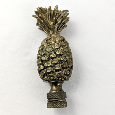 Vintage Heavy Gold Brass Pineapple Finial Lamp Topper Art Deco Hawaiian