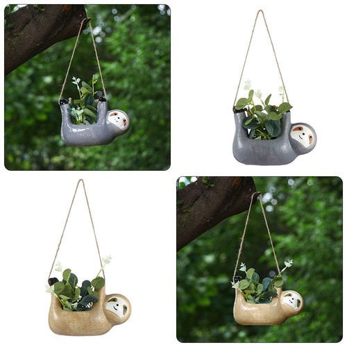 Flower Pot Ceramic Planters Succulent Cactus Vase Sloth Hanging Plant