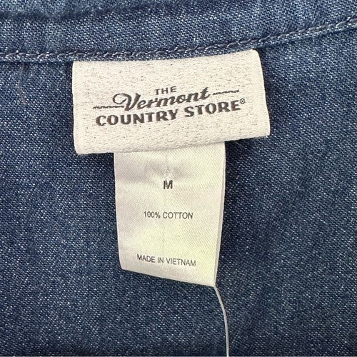 Vestido Denim Azul Cintura Ceñida Botón Volantes The Vermont Country Store Talla M - Imagen 3 de 12
