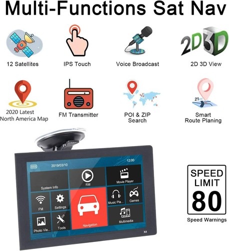 9" Inch Car & Truck GPS Navigation Navigator Sat Navi US Mexico Free Maps Update - Picture 21 of 36
