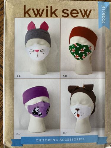 KWIK SEW R10822 SIZE S-L CHILDRENS HEADBANDS-HAT-FACE COVERING MASK UNCUT - 第 1/2 張圖片