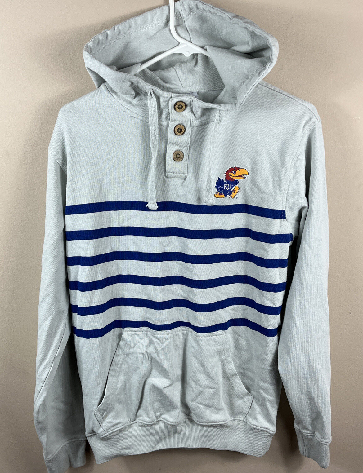 Kansas Jayhawks Striped NCAA Hoodie Size Small by Knights Apparel Pro Edge