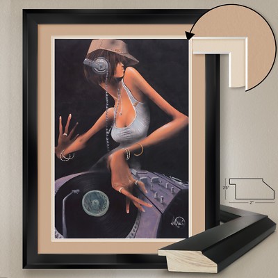 32W''x44H'': DJ FREE by DAVID GARIBALDI - DISC JOCKEY DOUBLE MATTE GLASS and FRAME