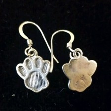 Doggie Paws Earrings Sterling Silver Dog Paw 925 New