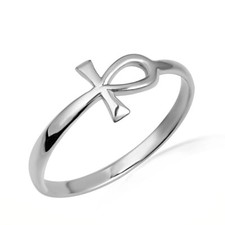 .925 Sterling Silver Egyptian Ankh Cross Band...