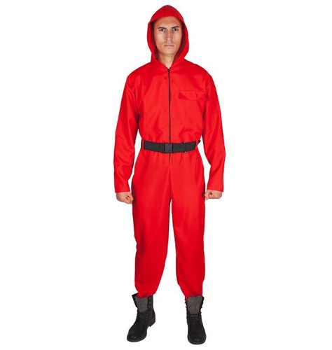 Adulto MONO CON CAPUCHA o Máscara Halloween TV Juego Elegante Vestido Calamar Rojo Disfraz - Imagen 2 de 9