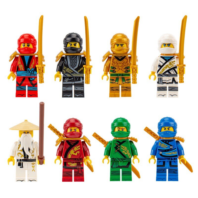 8pc Minifigure Ninja Lloyd Master Wu Ninjago Lasha