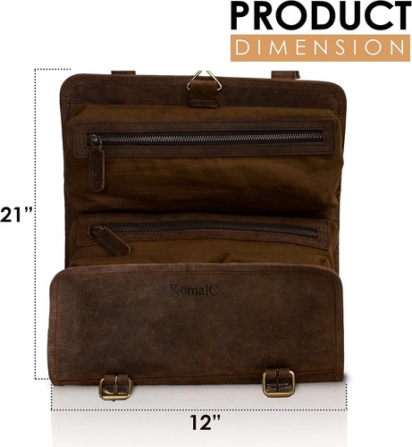 Vintage-Inspired Buffalo Leather Dopp Kit - Versatile Toiletry Organizer - Picture 5 of 6