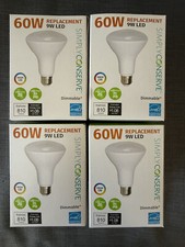 4 Simply Conserve 60W Replacement 9W LED 810 Lumen 2700K Dimmable Light Bulbs