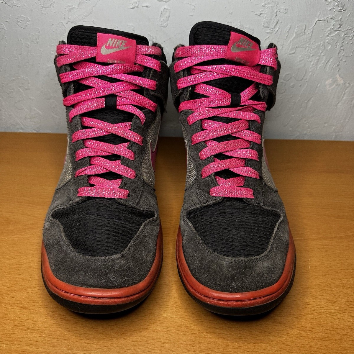 nike dunk high pink grey
