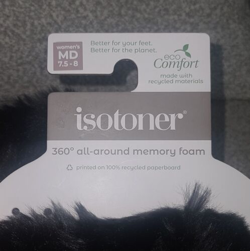 Isotoner Damen recycelt schwarz Microsuede Mallory Stiefel Hausschuhe Größe 7,5-8 neu mit Etikett - Bild 3 von 3
