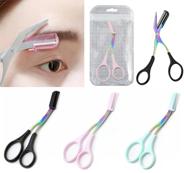 Scissors Mustache Eyebrows Eyelashes Trimmer Brow Razor Facial Hair Remover Ḇ-image