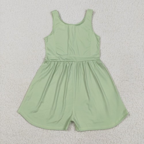 Kids Girl Athletic Solid Color Sleeveless Jumpsuit One-piece Yoga Outfit - Picture 6 of 8