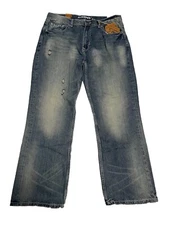 Flypaper Mens Size 38x32 Bootcut Jeans Cross Pockets Distressed NWT