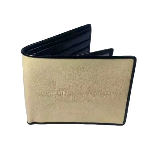 STINGRAY SKIN LEATHER BIFOLD MEN WALLET IVORY COLOR OUTSIDE BLACK INSIDE
