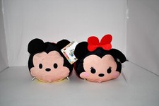 Disney Set of 2 Mickey Minnie Plush Travel Pillow Stackable Long Cushion NWT