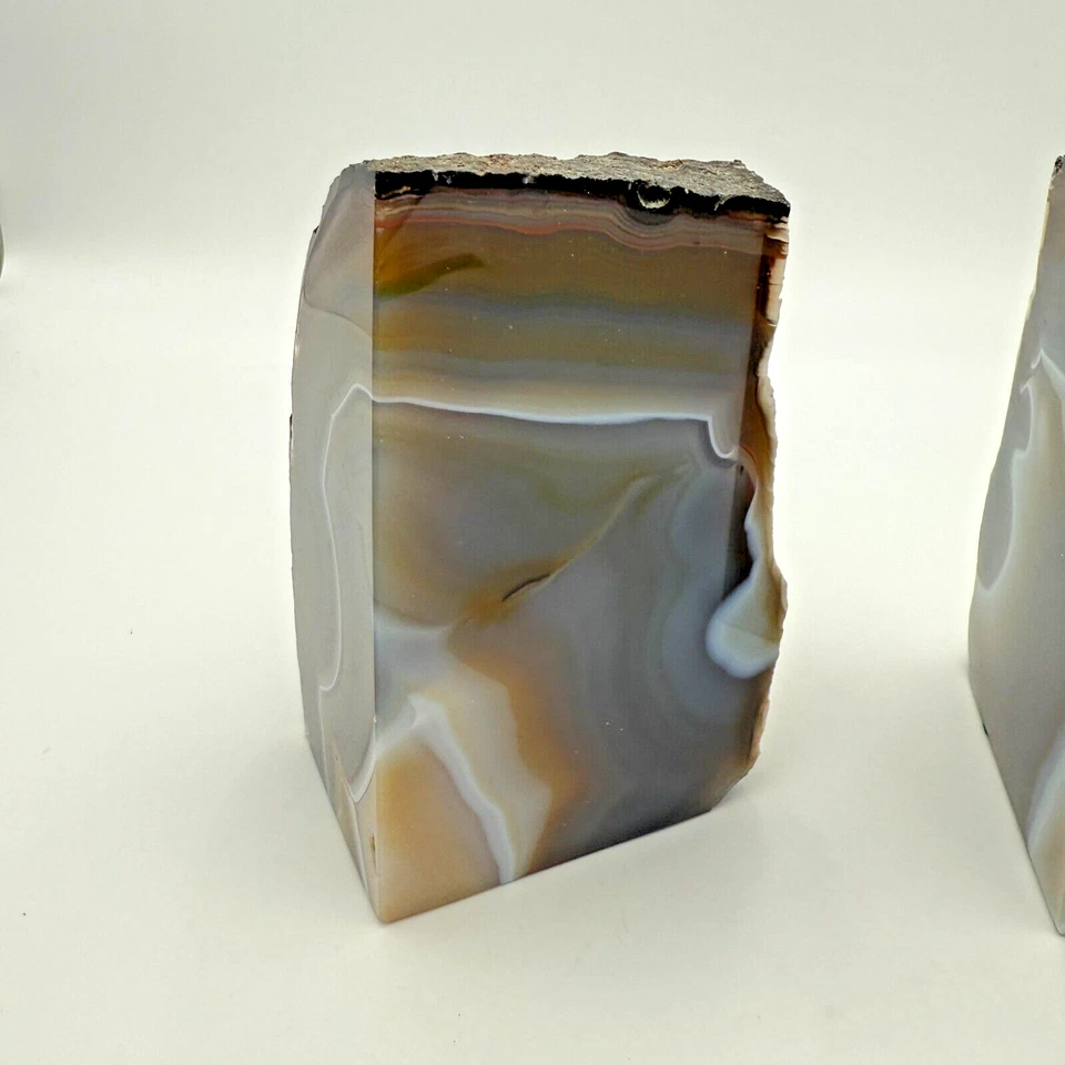 Brazilian Agate Bookends Polished Brown Grey Rounded 5.5" - Image 2 of 4