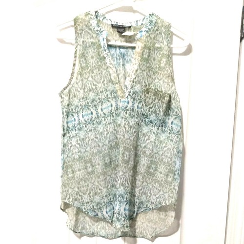 American Dream transparentes Tanktop Cami ärmellose Bluse Damen Gr. XS grün blau - Bild 1 von 6