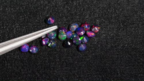 4x4 MM Black Ethiopian welo fire Opal Faceted Loose Gemstone A++ Welo Fire Opal - Video 1 of 1